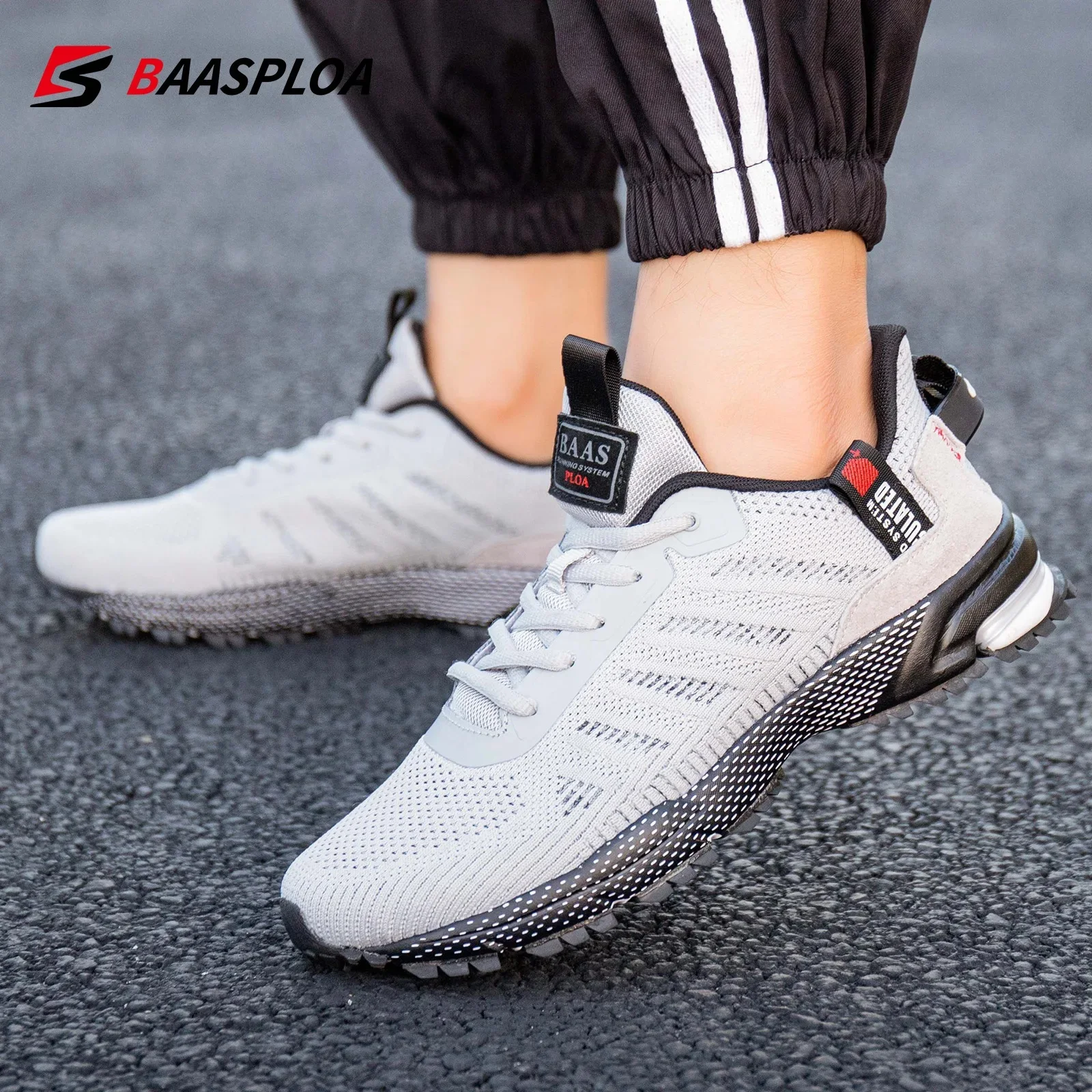 Baasploa Running Shoes For Men Fashion Lightweight Men's Designer Mesh Sneakers Lace-Up Male Outdoor Non Slip Sports Tennis Shoe