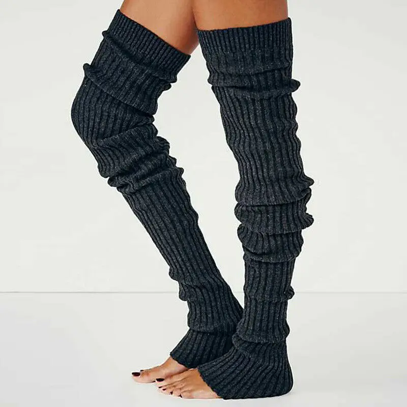 Women Knee Sock Ballet Dancing Winter Leg Warmer Yoga Dance Fitness Lengthened Knitted over Knee Socks High Stockings