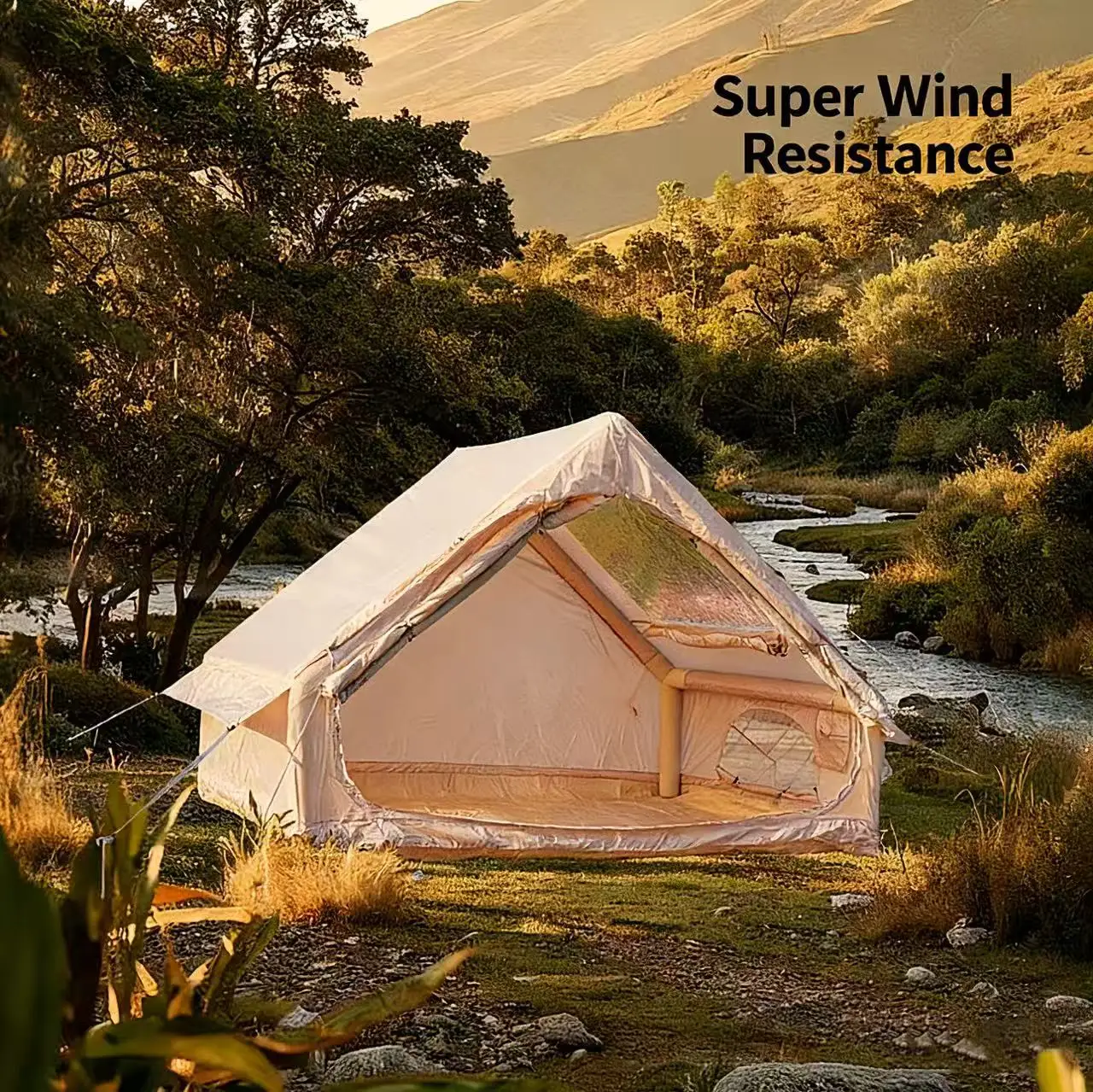 Hot-selling luxury camping spacious waterproof and ventilated inflatable tent, suitable for lakeside camping