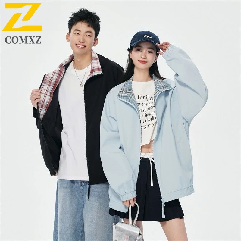 

COMXZ Высококачественная мужская куртка с воротником-стойкой, удобная куртка для езды на велосипеде на открытом воздухе, однотонная износостойкая легкая осенняя одежда