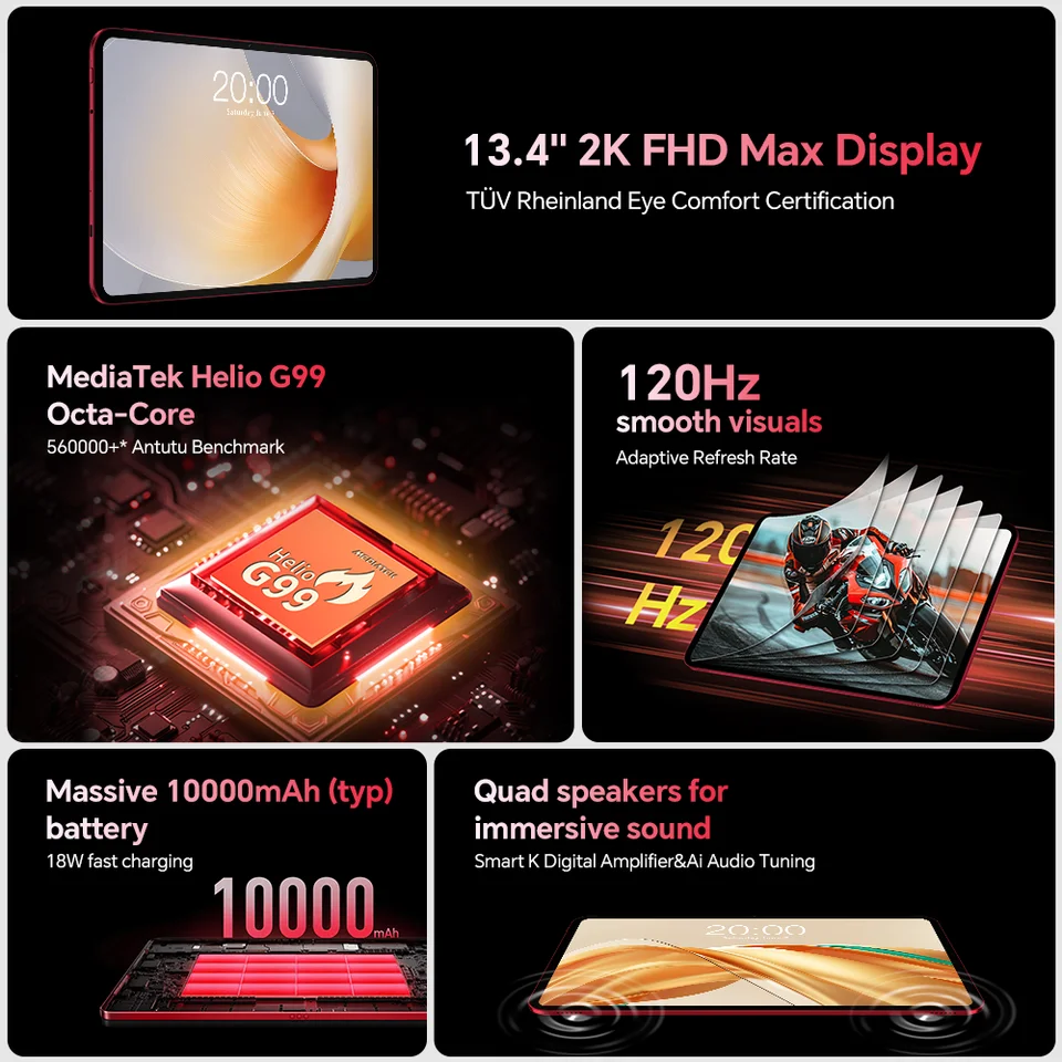 TECLAST 大型タブレット 13.4インチ T65 Plus G99 Teclast T65 Plus タブレット 13.4インチ 2Kディスプレイ 120Hz
