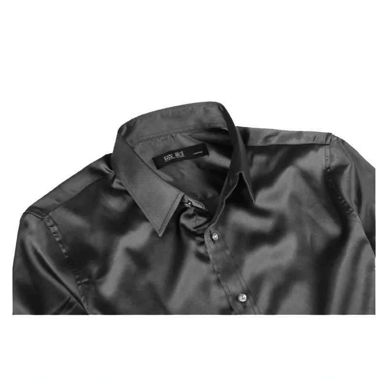 

Чистый цвет, имитация шелкового атласа, яркое лицо, мужская эластичная длинная све, свободная посадка, повседневная одежда для похудения, не выцветающая, устойчивая