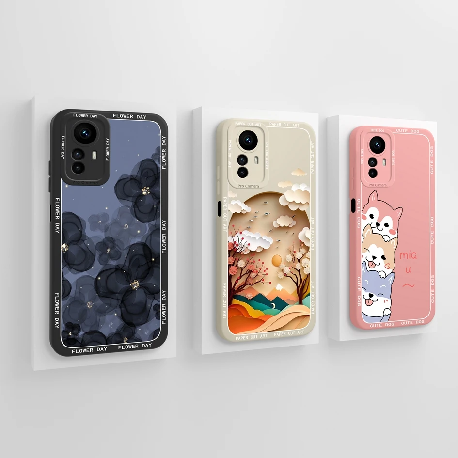 For Xiaomi Redmi Note 12S 4G Case Cover Cute Fashion Shockproof Cartoon Pattern Liquid Silicone For Redmi Note 12 S Funda Coques