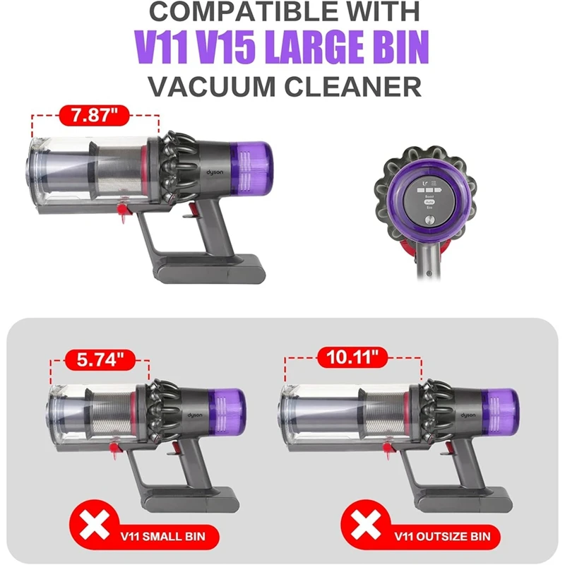 حاوية غبار كبيرة لدايسون V11 V15 SV14 SV15 SV22 مكنسة كهربائية تحل محل حاوية الغبار بقفل مفتاح مرشح HEPA