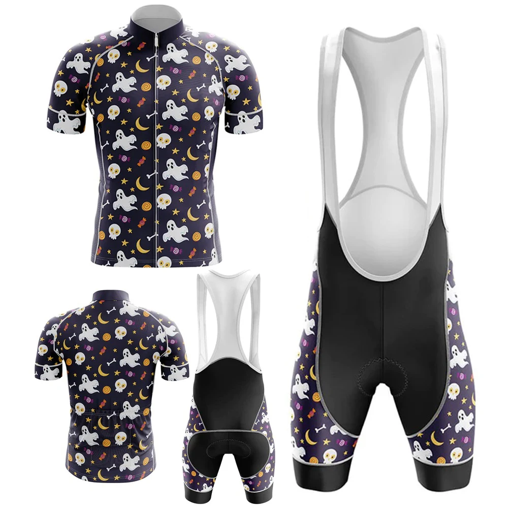 

NEW Men's Cycling Jerseys Short Sleeve Sets Skull Bicycle Clothing Kit Bib Pants Bike Wear Shirt