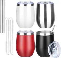 12oz Stainless Steel Beer Mugs With Lid&Straw cold drink Drinking Metal Cups Cocktail Mug For Bar Drinkware Coffee Mug Tumbler