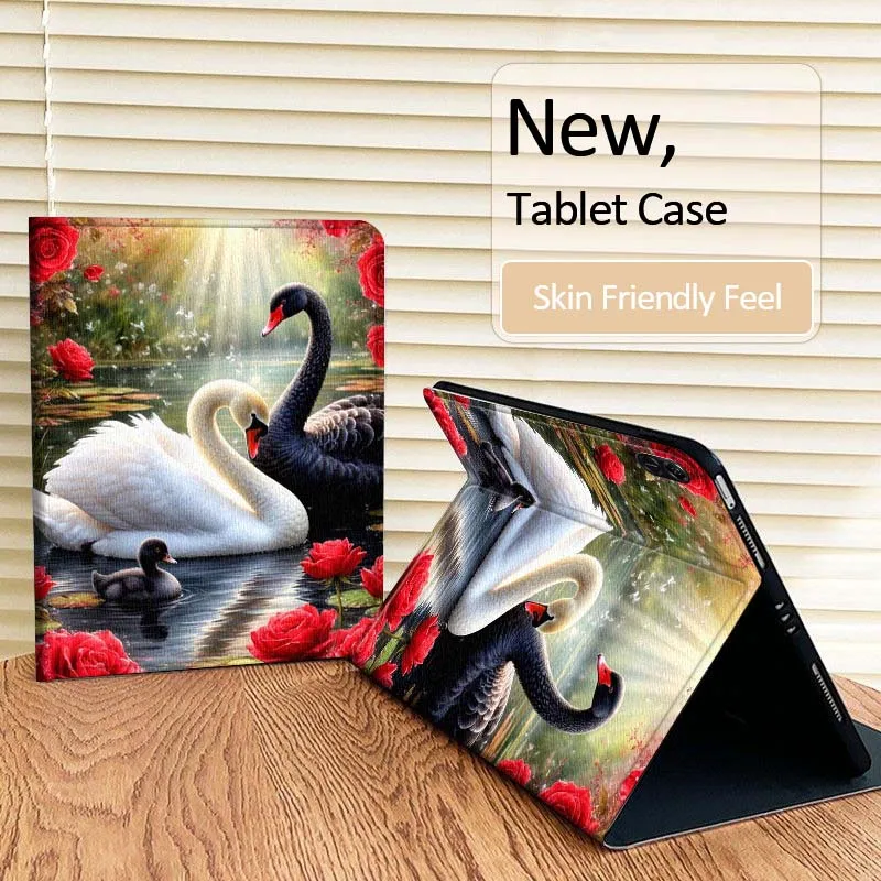 

White Swan Lake Lotus Tablet Case For Huawei MatePad Pro Air 12 X Honor Pad 8 V8 9 13 GT GT2 3 12.6 13.3 Inch