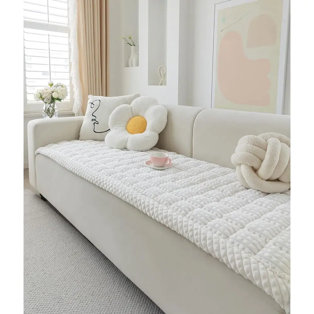 غطاء أريكة للكلاب غامض قابل للغسل، واقي أريكة ثلاثي الوسائد صديق للحيوانات الأليفة، بطانية مضادة للانزلاق (أبيض، 27.6 × 20.7 بوصة) #5