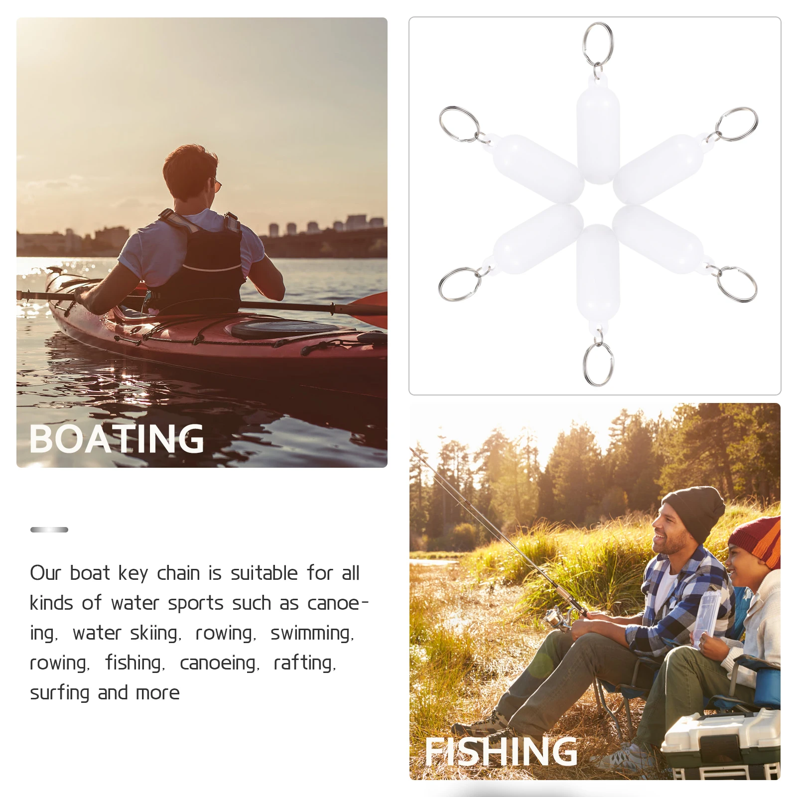 

6Pcs Yellow Floating Keyrings Boat Keychain Alloy Abs Waterproof Floating Pendant for Kayaking Fishing Outdoor