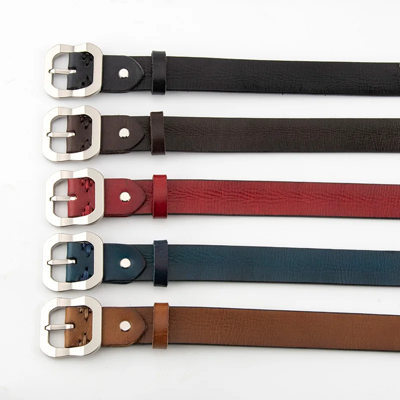 Women's Genuine Leather Metal Square Buckle Belt,Luxury Design Fashion Simple and Atmospheric,Paired with Jeans Decorative Belt