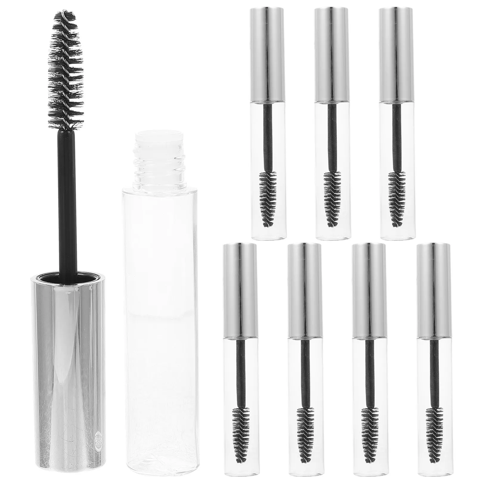 8Pcs Eyelash Growth Liquid Refillable Mascara Tubes Portable Transparent Mascara Containers Lightweight Travel Eyelash Brush