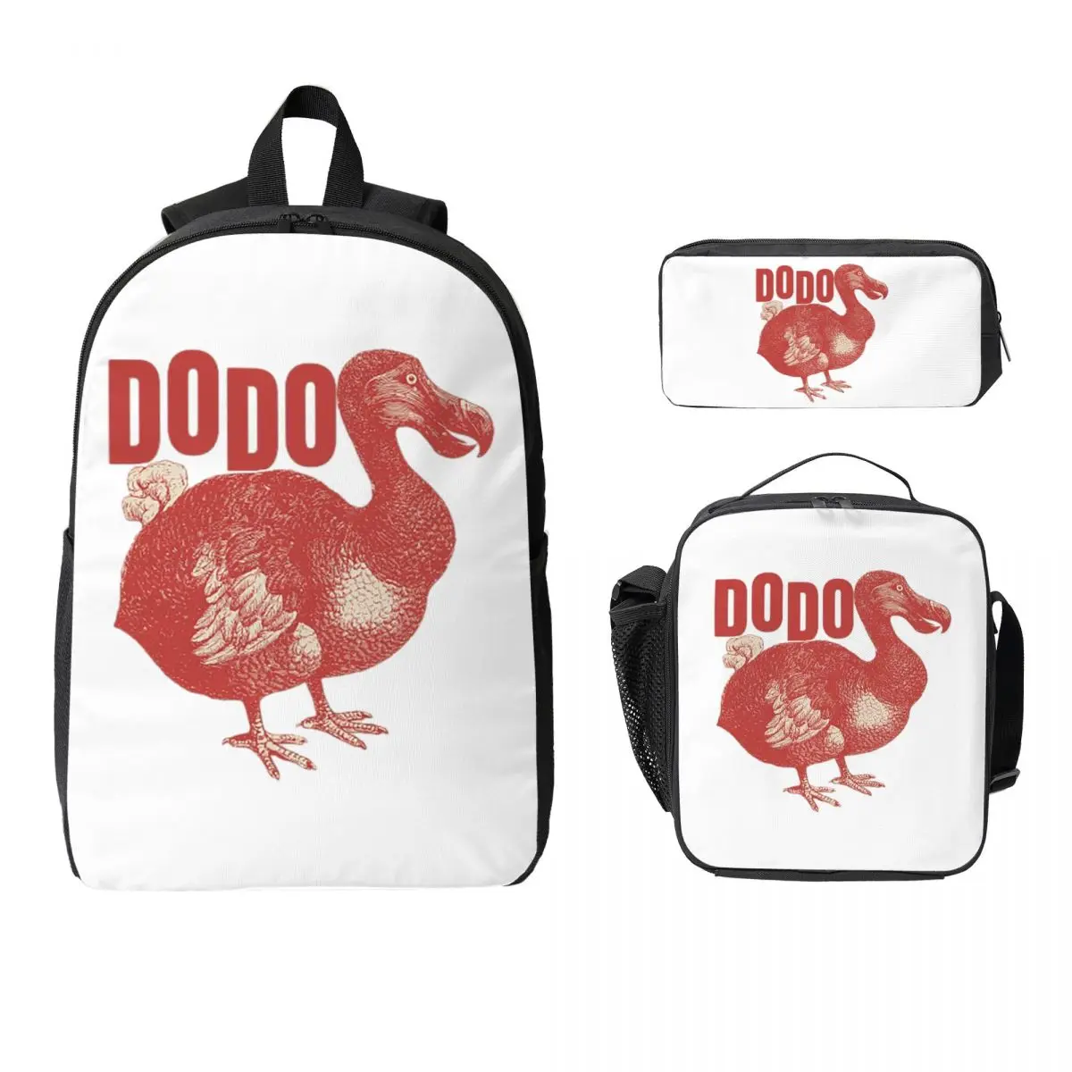 Dodo Bird Backpack Student Boys Girls BookBag School Bag Laptop Shoulder Bags 3ps Insulated Lunch Bag Pencil Case