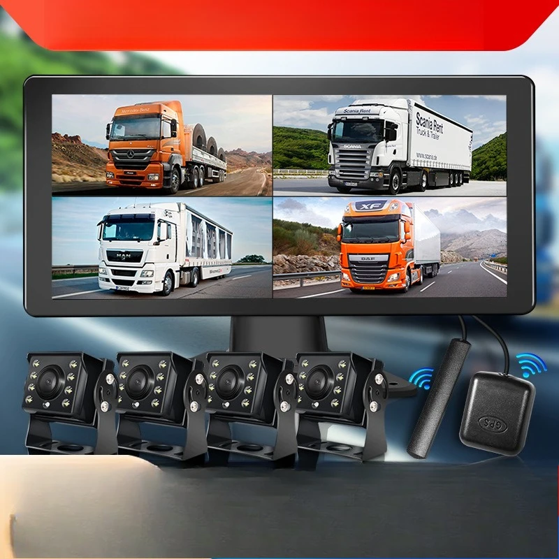 10-Inch 4G remote monitoring all-in-one machine, car cart SD card 4-way truck driving recorder