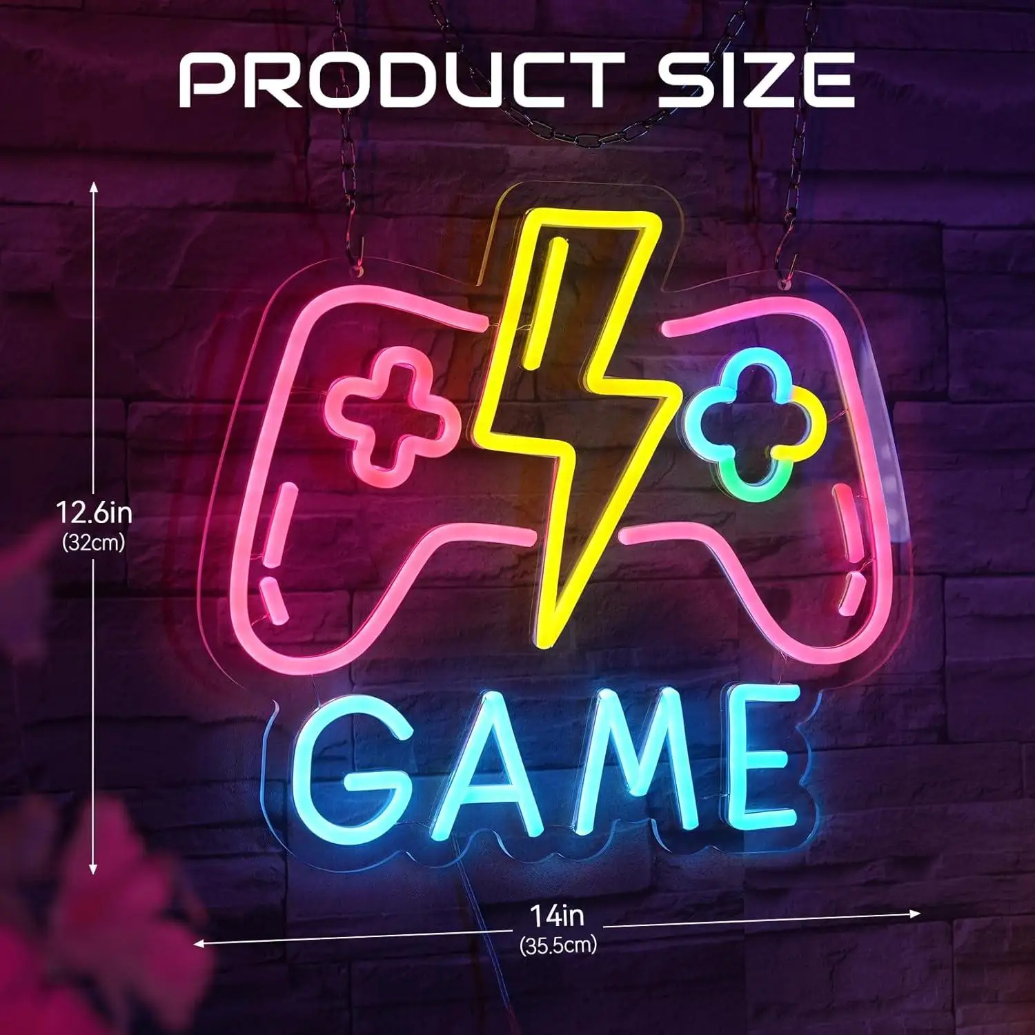Gamer Neon Sign Gamepad Shaped Neon Sign for Wall Decor Room Decor Dimmable USB Powered Neon Gamer Gifts for Men Teens Boys