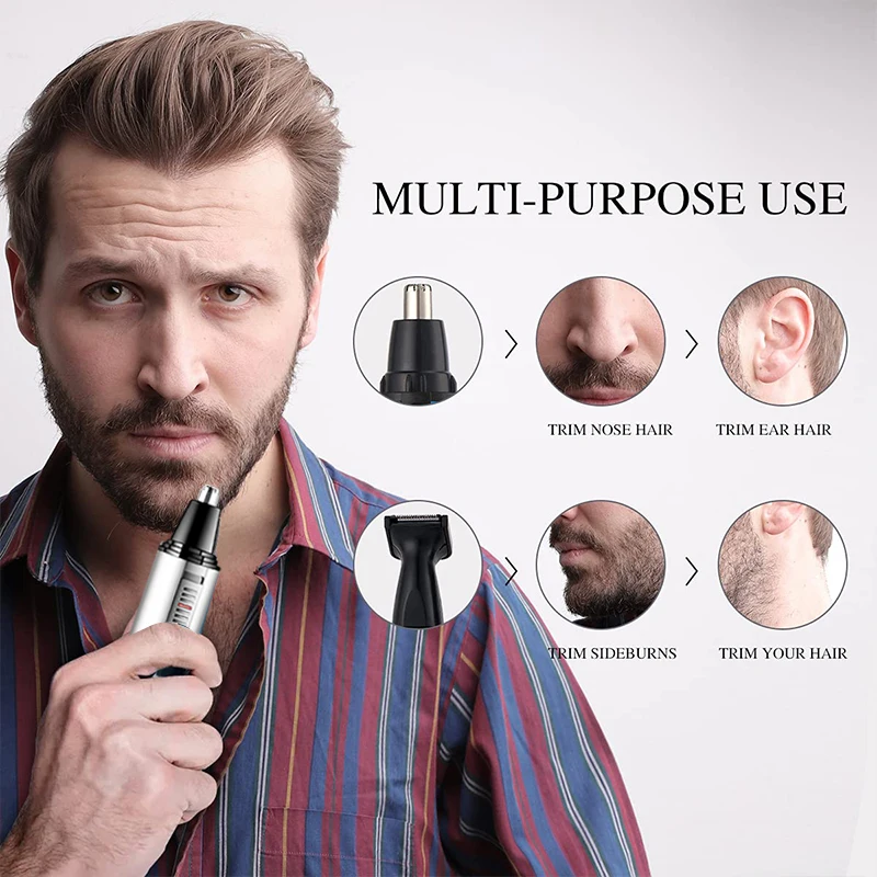 Kemei Grooming Kit 2in1 Nose Trimmer For Men Rechargeable Face Trimer Beard Trimmer For Nose And Ears Hair Removal