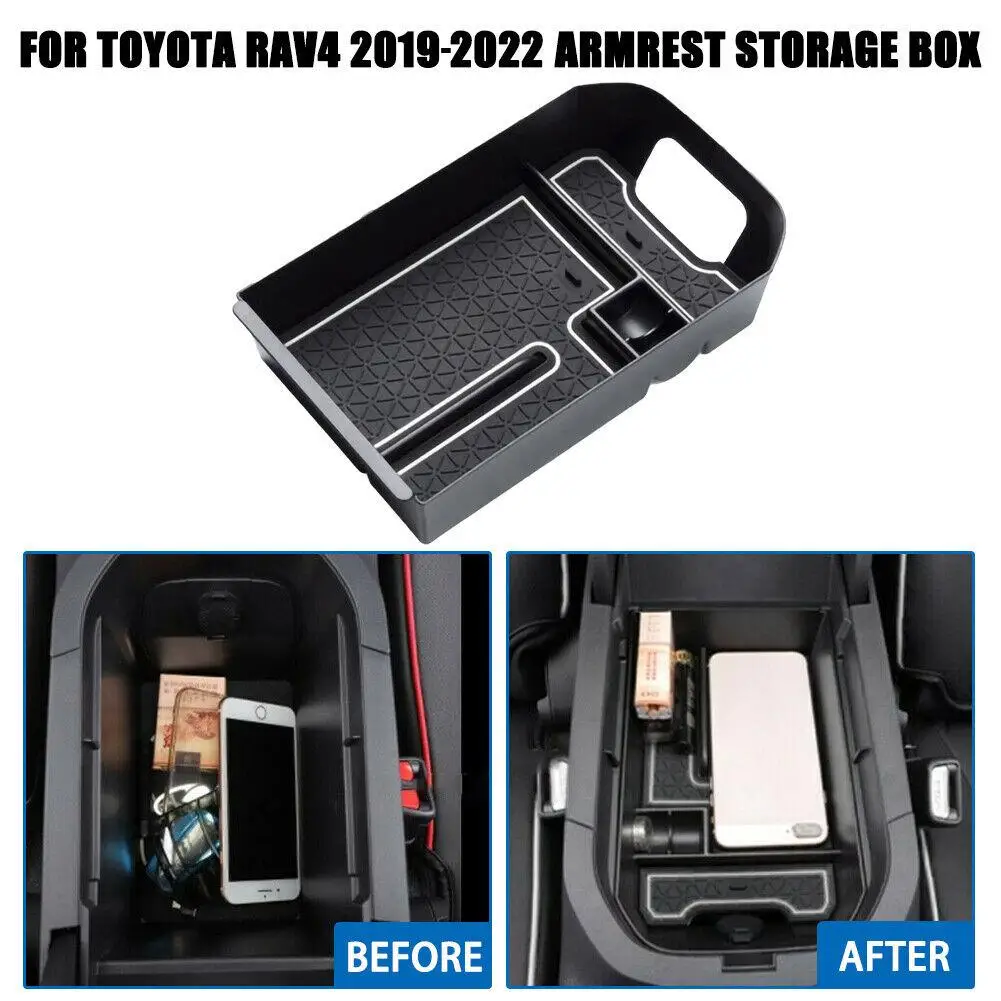 Car Center Armrest Storage Box Waterproof Center Console Tray Organizer for Toyota RAV4 2019-2023 Auto Interior Accessories