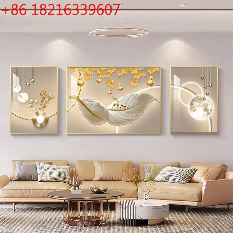 The new sofa background wall decorative painting means good atmosphere, high-end triptych, modern simple living room