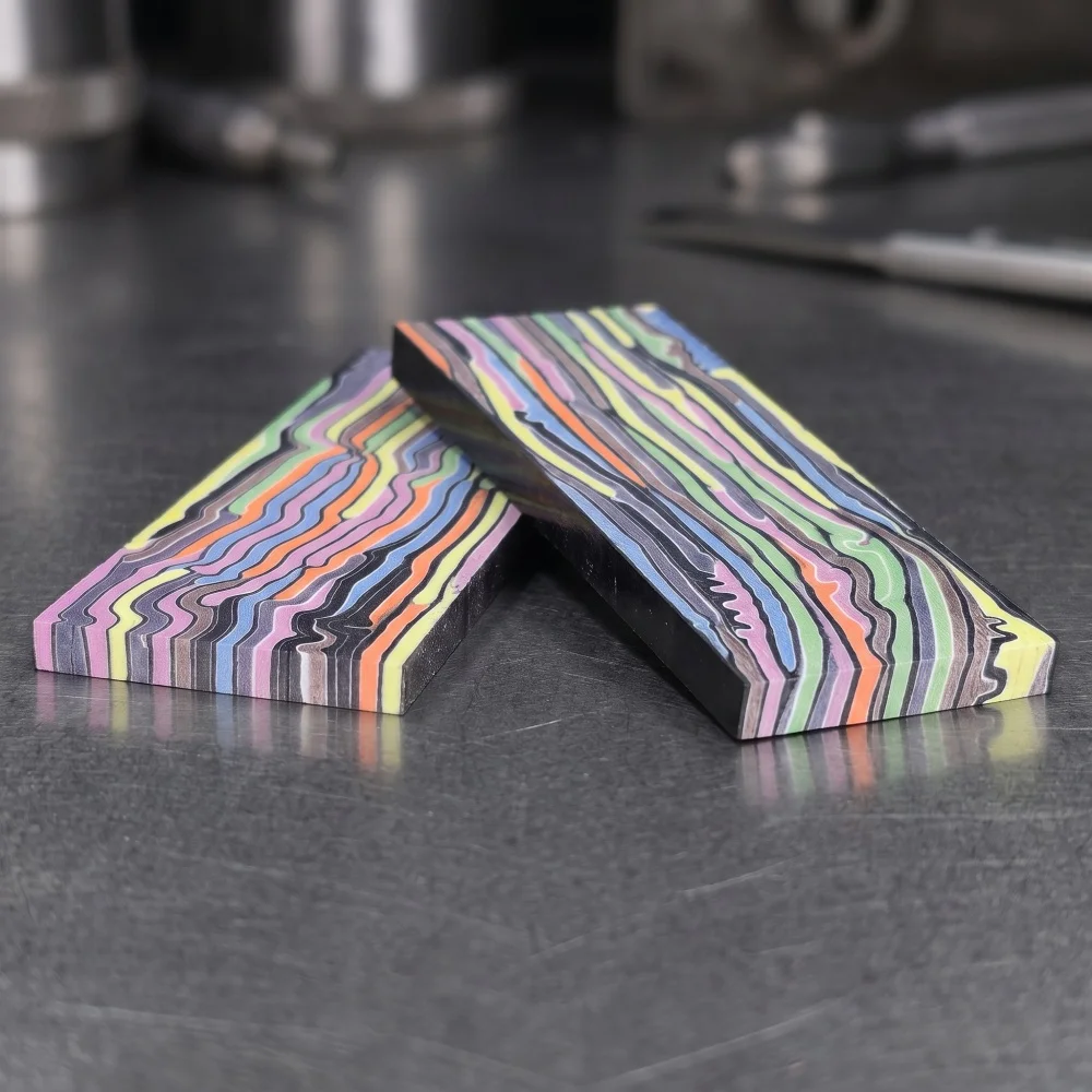 1PC - Size 130x45x8mm / 130x45x6mm Multi-color Rainbow Texture G10 Handle Material Dual DIY Mod Accessories