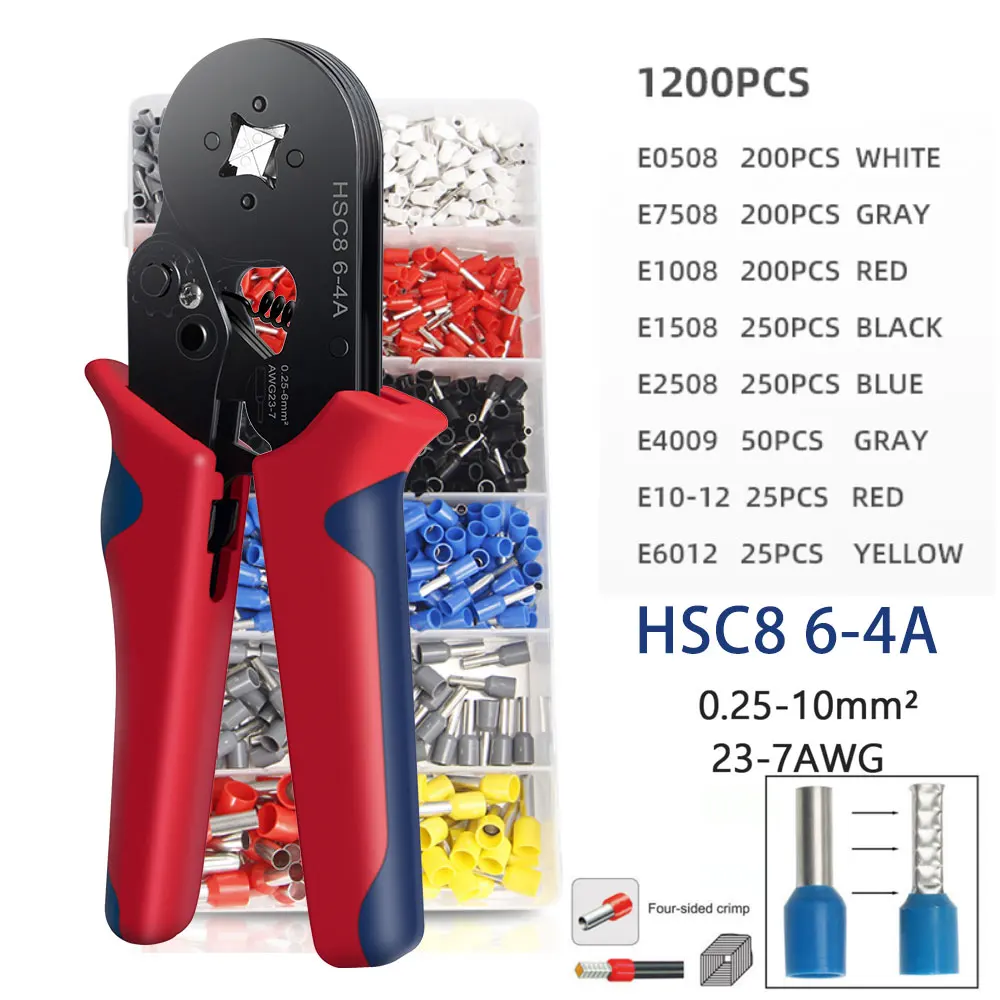 Imagem -04 - Fio Stripper Crimping Tool Kit Hsc8 106 6- 4a Alicate Self-adjusting Cutter Crimper para Terminal de Tubo