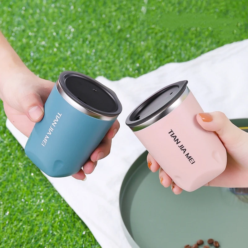 300ML Thermal Mug Coffee Cup Stainless Steel Beer Cup for Tea Coffee Water Bottle Vacuum Insulated Leakproof with Lids