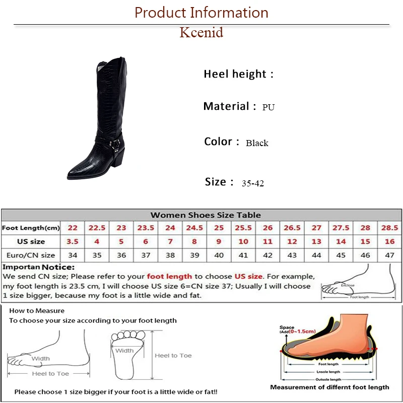 Kcenid Autumn Winter Knee High Boots Women Sexy Snake Print Leather Pointed Toe Zip Low Heels Western Cowboy Shoes Botas Mujer