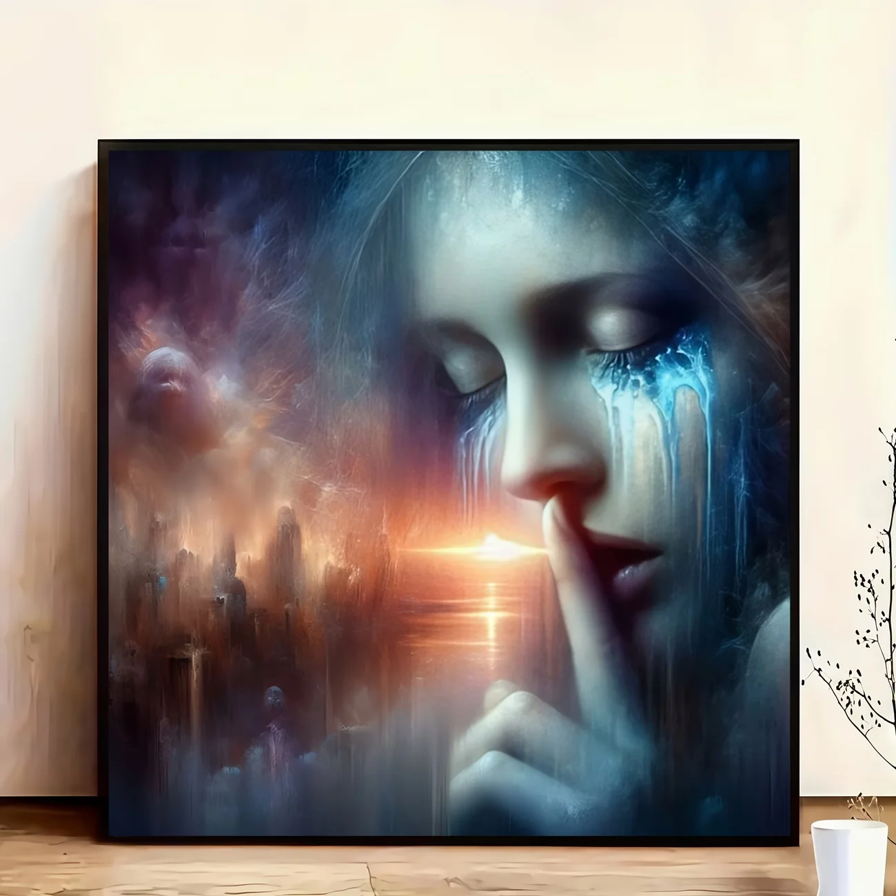 Adult 5D Diamond Painting Set, Closed Eyes Female Image Pattern, Full Diamond Art Set