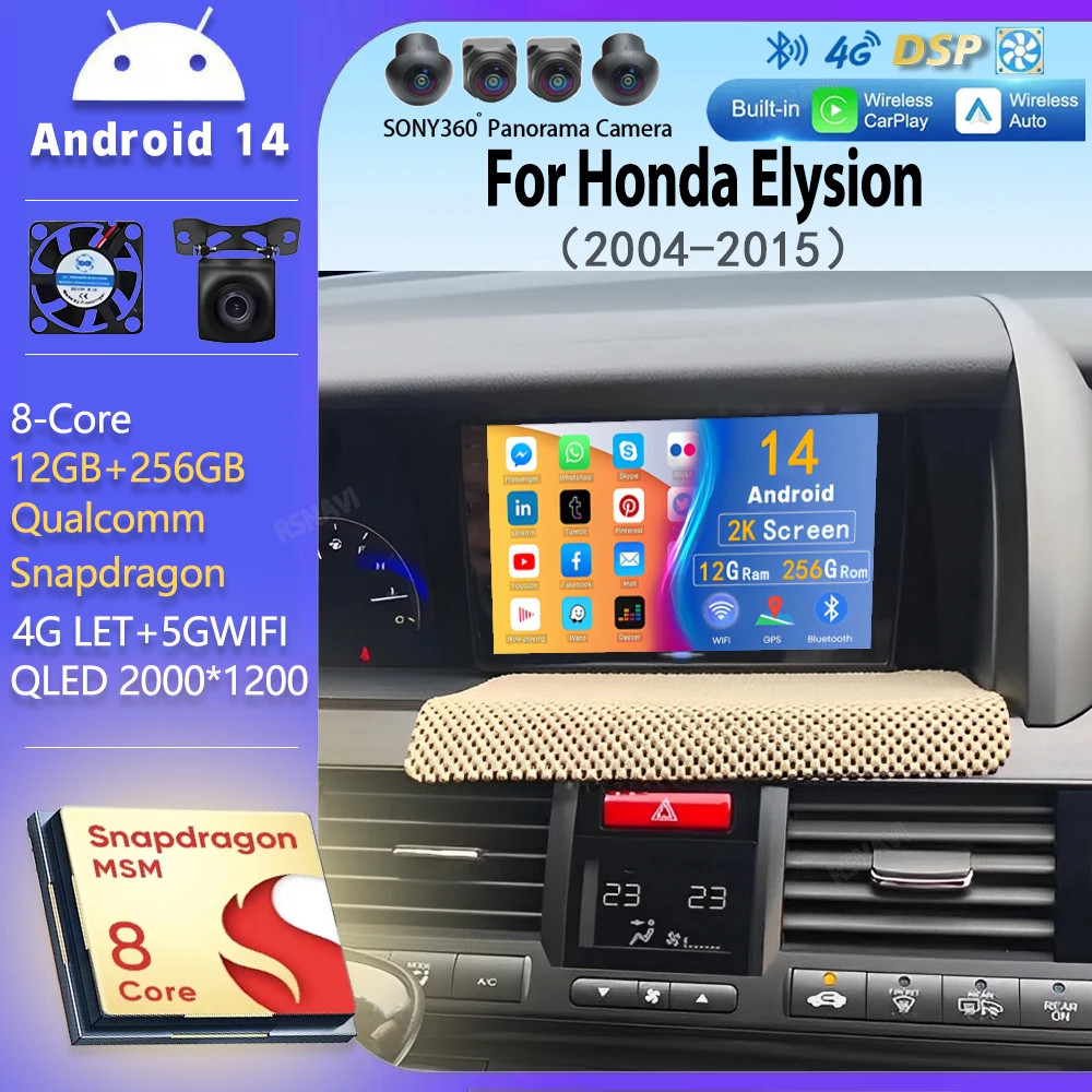 

Android 14 For Honda Elysion 2004 - 2015 2K QLED Android Car Radio Multimedia Video Player GPS Navigation CarPlay GPS Stereo BT
