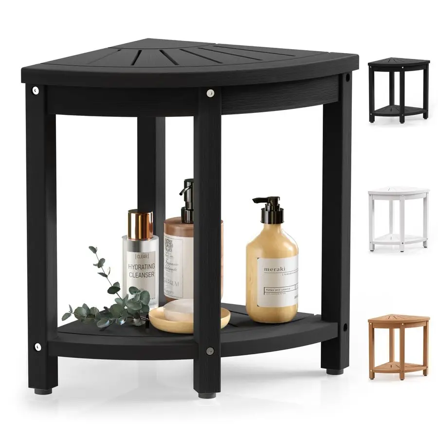 

Waterproof Corner Shower Stool for Inside Shower, Poly Lumber Shower Bench Seat Chair, Bath Shower Stool for Shaving Legs Foot