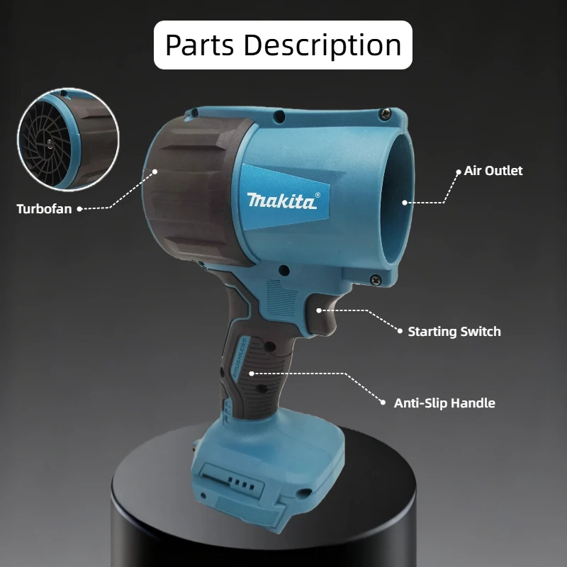 Makita 18V Electric Air Duster - 30000RPM Turbo Jet Fan Blower for Car & PC Cleaning (No Battery)