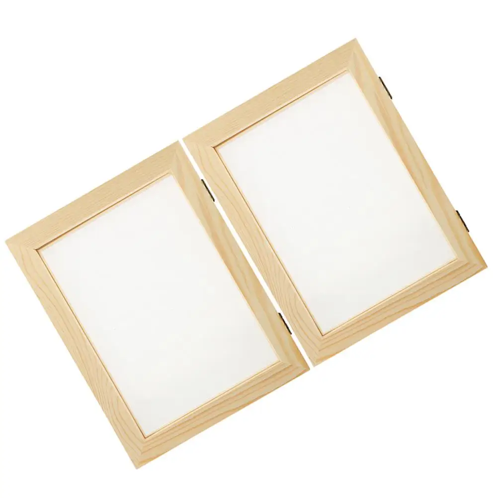 

2 Pcs 19X25X2 2Cm Natural Wood Craft Frame For Making Material Kids Diy Handmade Recyclable Paper Screen Mold Frame Craft Paper