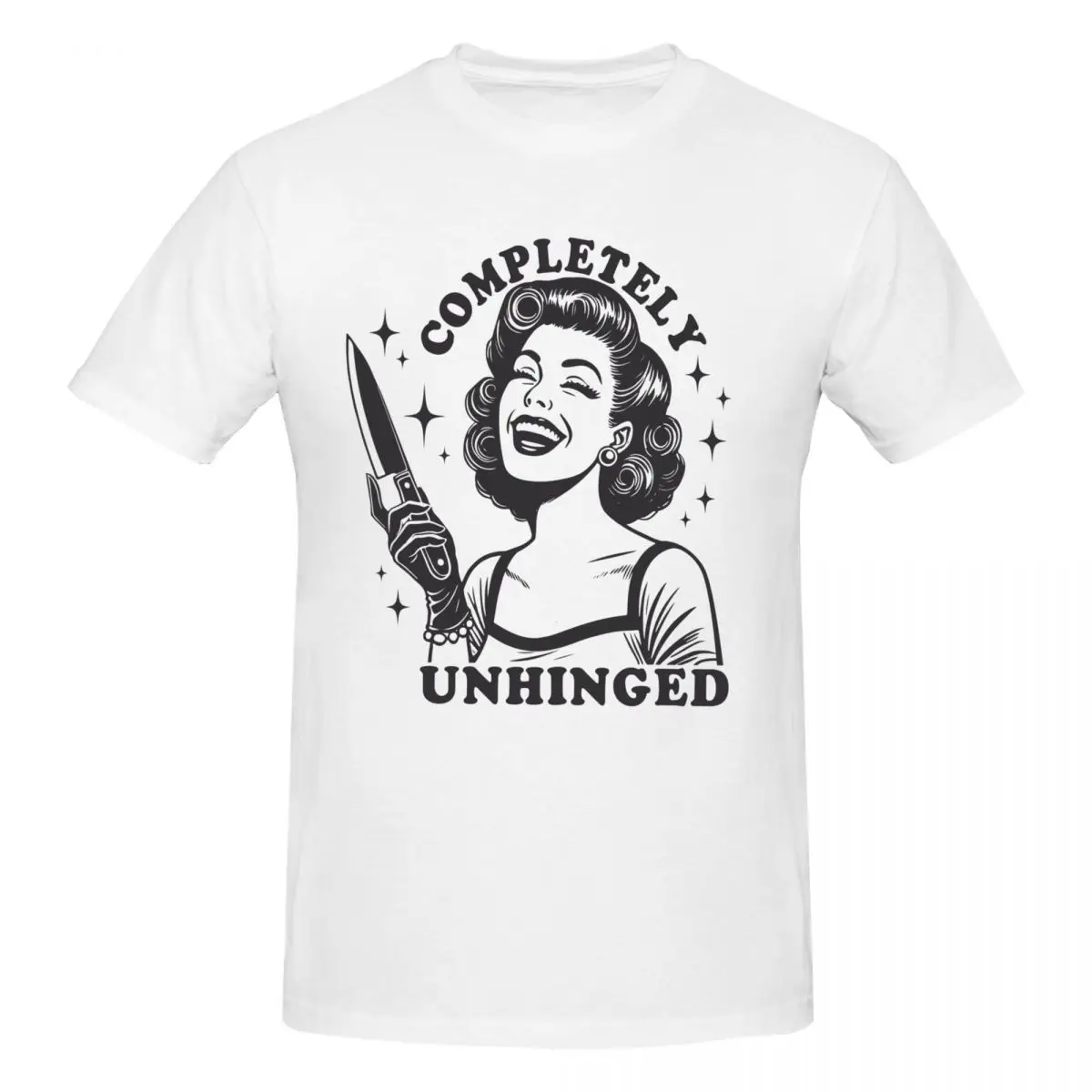 Men Completely Unhinged Meme T Shirt Vintage Housewife Funny T Shirt Streetwear Cotton Crewneck Tshirt
