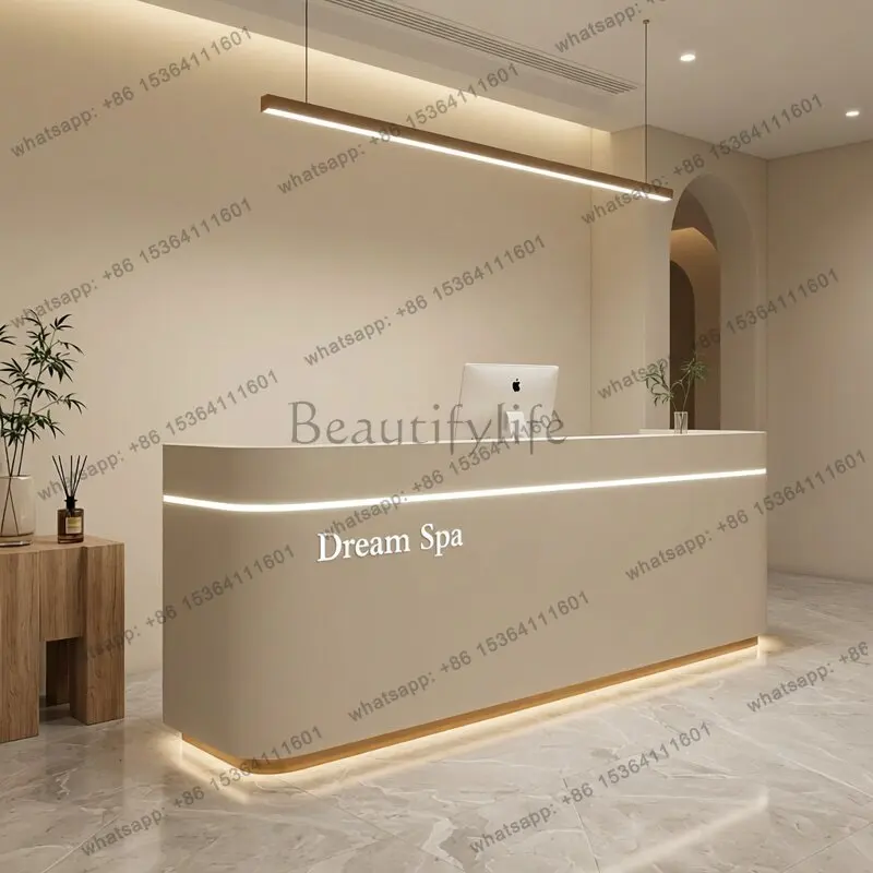 

LJY Modern Commericial Reception Desks Receptionist Service Counter Wood Reception Desks Luxury Checkout Bureau Office Furniture
