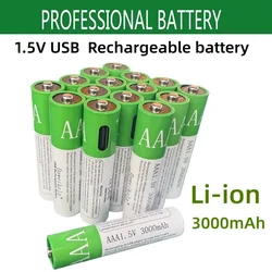 New USB-C 1.5V AAA Battery Fast charging Li-ion Battery 3000mAh for Remote Control Mouse Electric Toy Battery +Type-C Cable