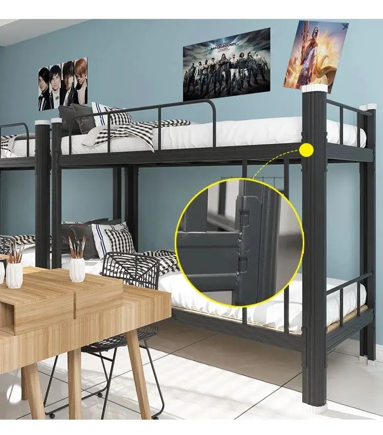 Modern Adjustable Iron Wooden Double Decker Bunk Beds Bedroom School Dormitory Apartment Home Hotel Workshop Park Mall Furniture