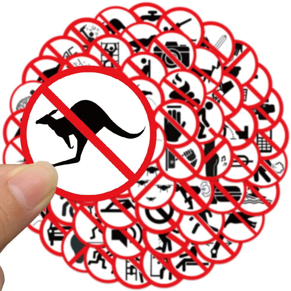 10/30/62pcs Funny Warning Stickers Danger Banning Sign Decals for Motorcycle Helmet Laptop Skateboard Vinyl Waterproof Sticker