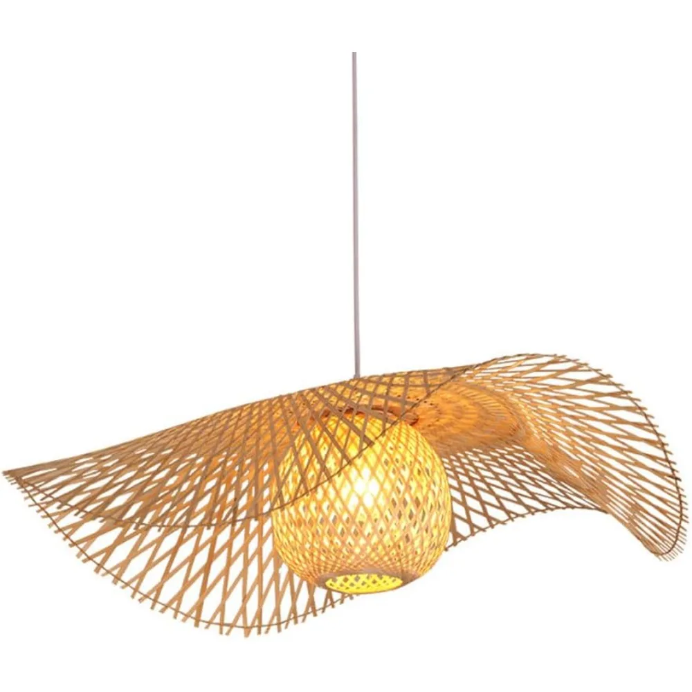 

75CM Bamboo Pendant Light Large Pendant Lamp E27 Chandeliers Bedroom Natural Woven Ceiling Hanging Light for Home Decor