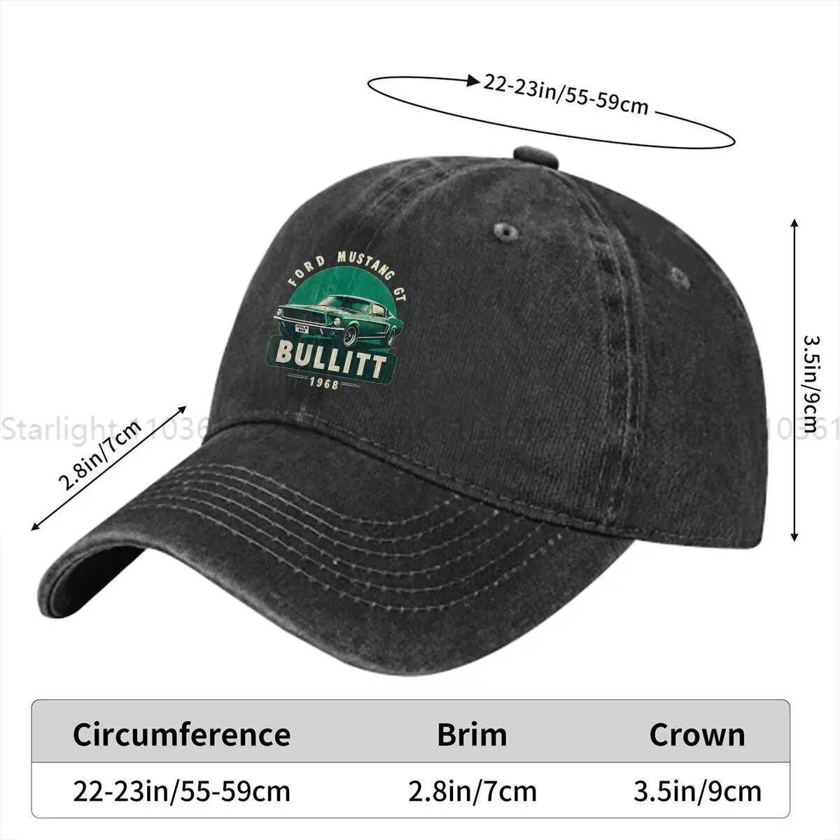 Mustang Car Multicolor Hat Peaked Women's Cap GT Fastback 1968 Bullitt Personalized Visor Protection Hats