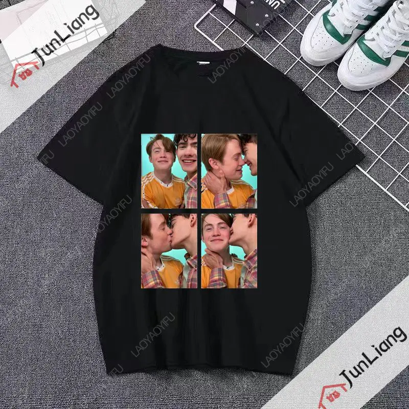 אני אוהב את החבר שלי ערכת קונור חולצת ההומור של גברים מודפס חולצת צווארון חולצת צווארון שרוול קצר