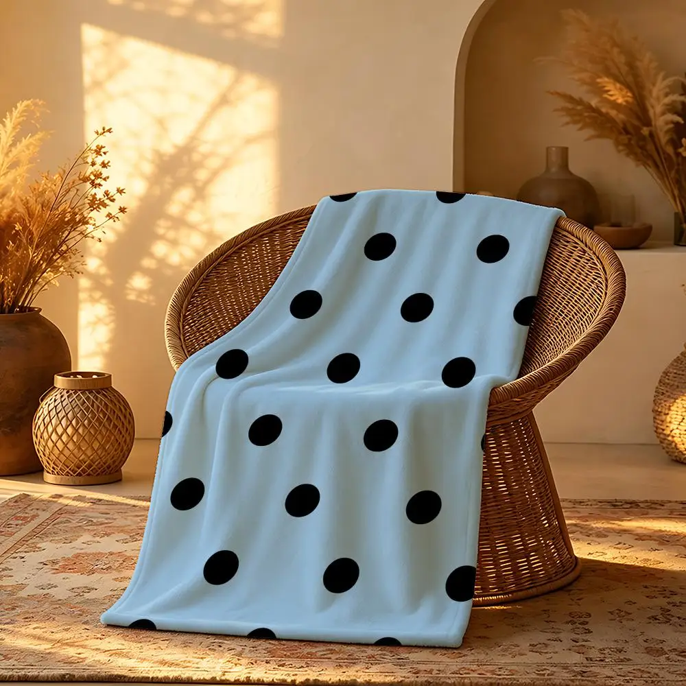 Pattern Design Retro Polka Dot Pattern Throw Short Plush Throw Blanket Soft Skin-Friendly Multi-Scene Home Office