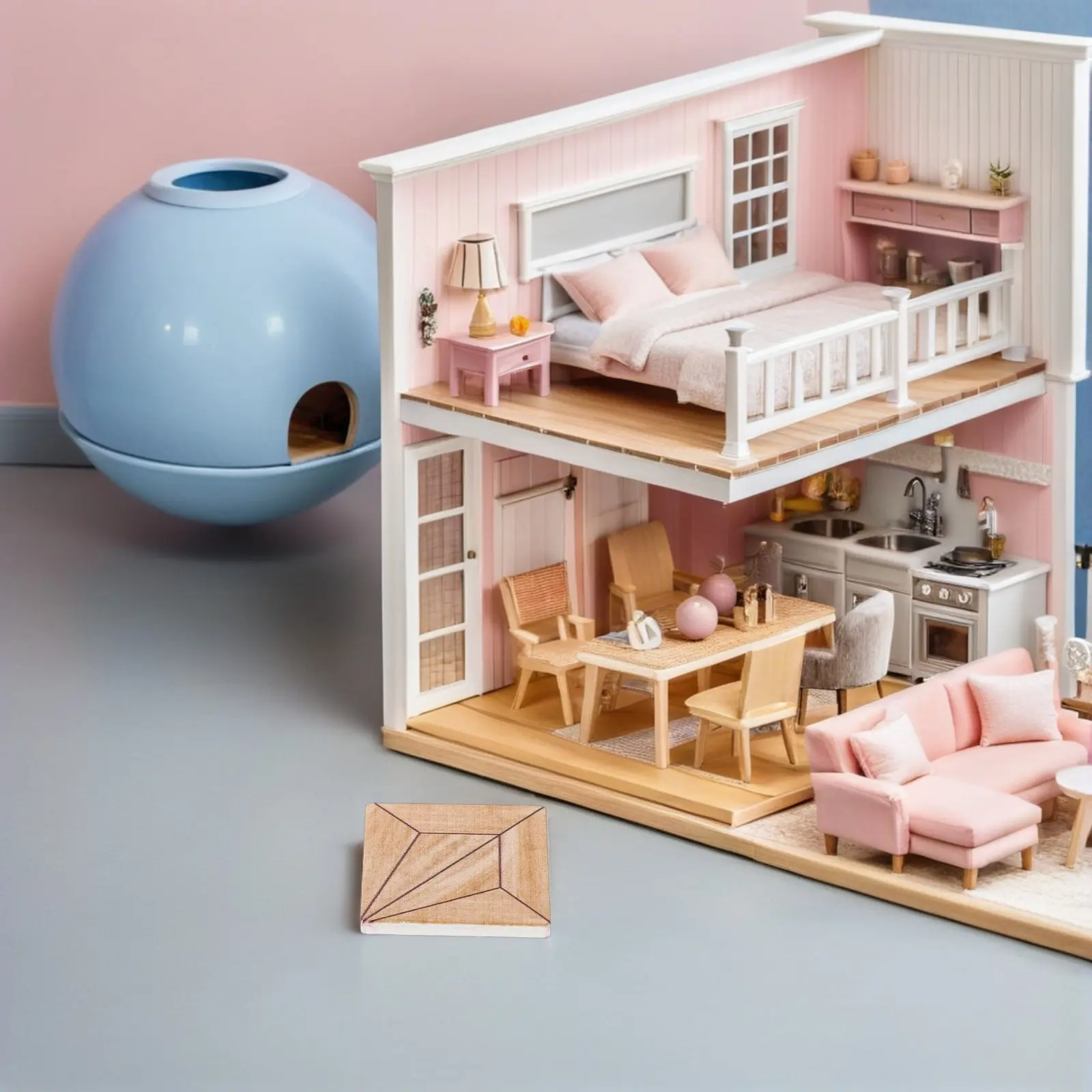 

20Pcs Miniature Dollhouse Flooring Sheets Realistic Wood Vintage Tile Pattern Double-Sided Use for Scenes