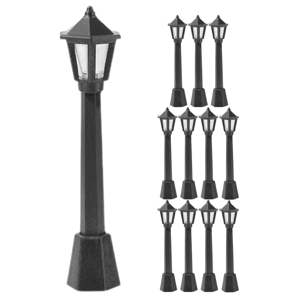 

Miniature Village Lights Street Christmas Lamp Post Scene Black Plastic Streetlight Decor