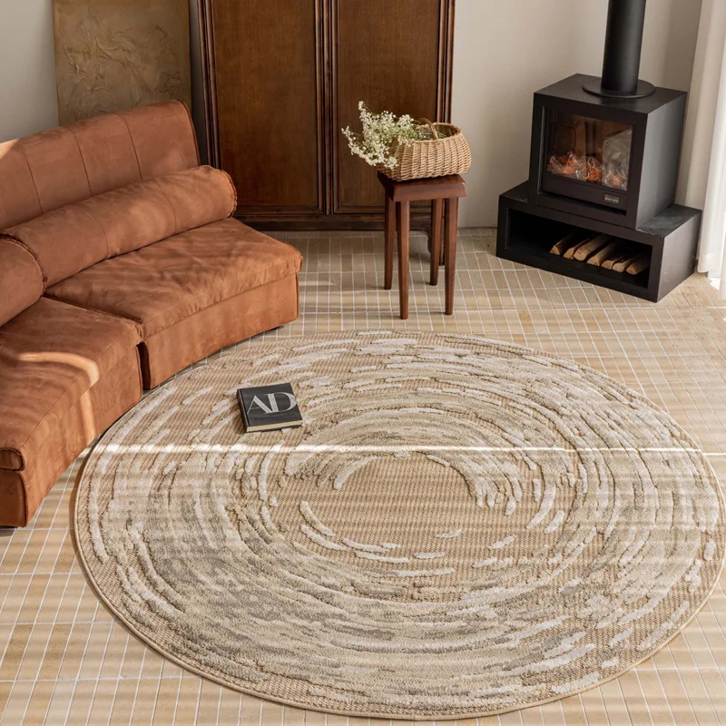 Log wind round carpet living room sofa coffee table blanket premium wabi sabi easy care bedside blanket chair non-slip floor mat 4