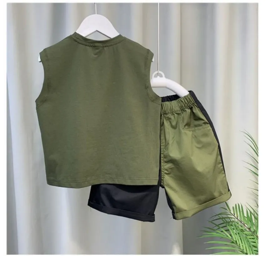 Children's Clothing Set Summer New Style Boys' Baby Thin Tank Top T-shirt+Shorts 2-piece Set