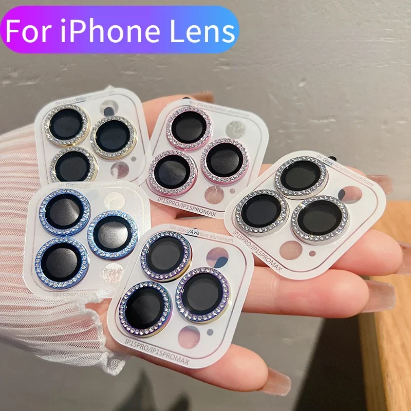 Luxury Pretty Shine Diamond Camera Lens Protector Case For IPhone 15 16  Pro Max Glitter Lens Glass Camera Cover Girl