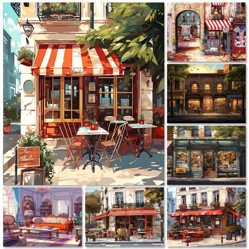 

GATYZTORY 60x75cm Painting By Numbers Handmade Coloring By Numbers Store Scenery Home Decors For Adults Art Supplies Gift