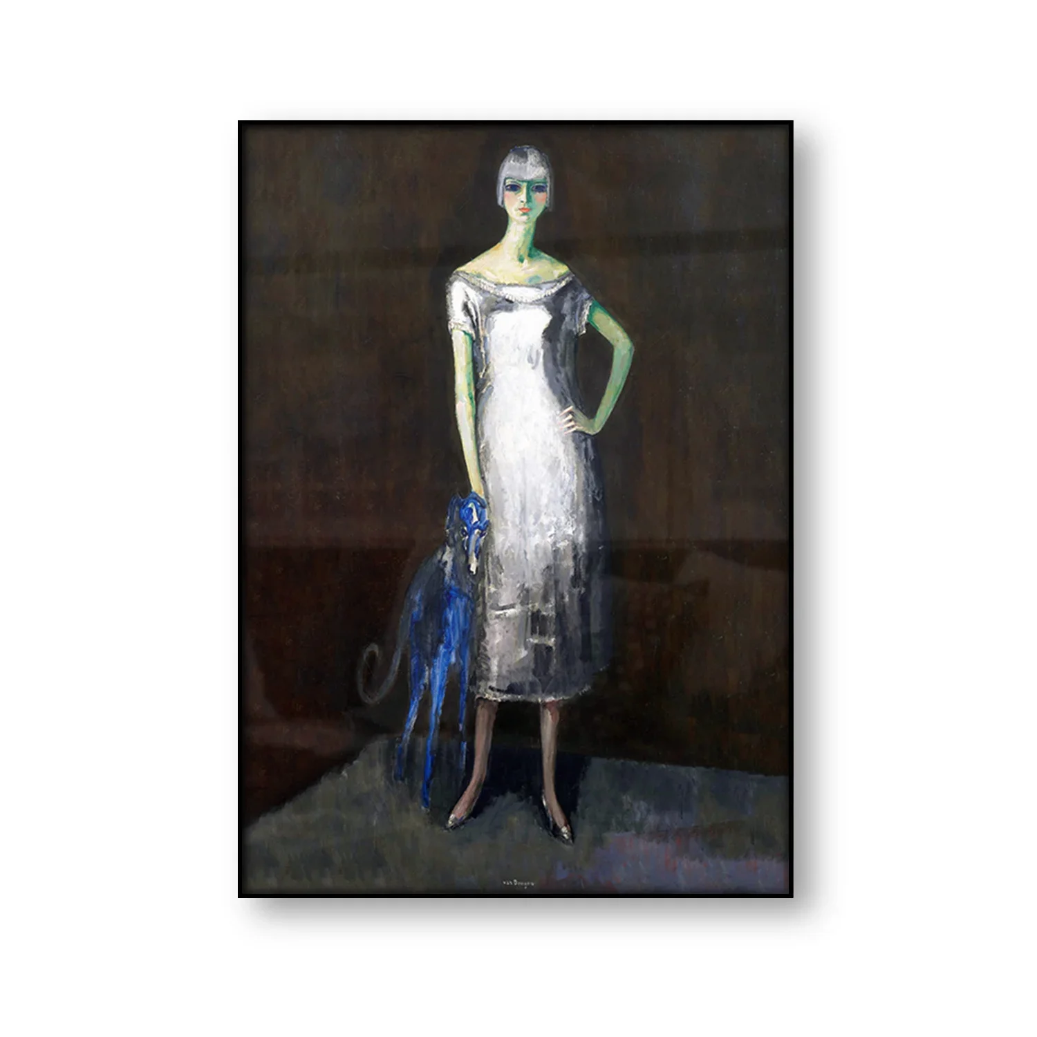 Retrato de Le chien bleu de Mlle Dumarest Kees van Dongen, arte de pared, pintura en lienzo, póster Vintage, decoración del hogar, pintura en lienzo