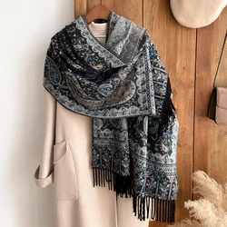 Thick Fashion Soft Cashmere Luxury Brand Jacquard Scarf Women Winter Poncho For Lady Casual Neckerchief Bandana Shawl Headband