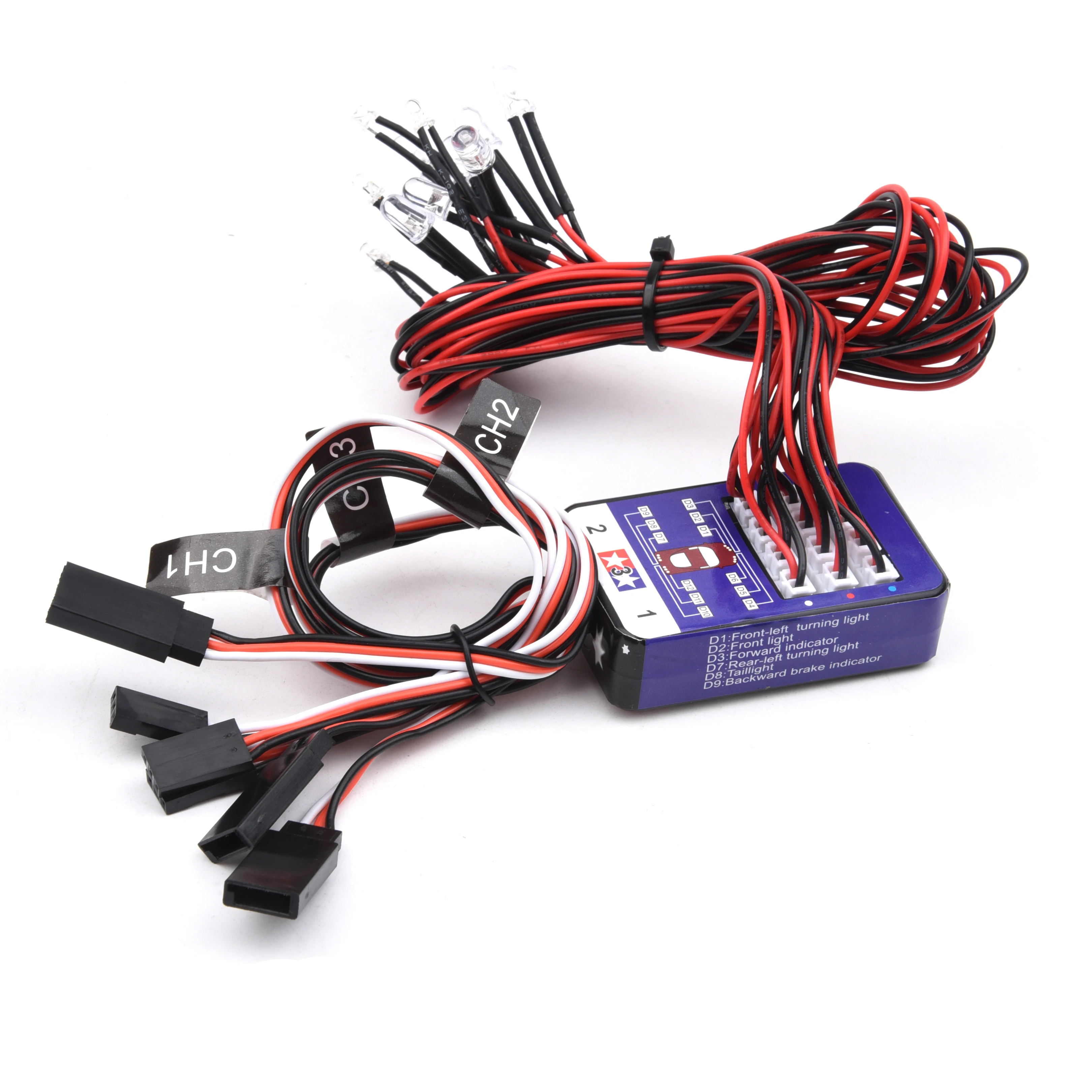 Simulation Steering Brake Flash Light 12 LED Lighting Kit for 1/10 Scale Models RC Car Yokomo Tamiya HSP HPI AXIAL RC4WD TRX