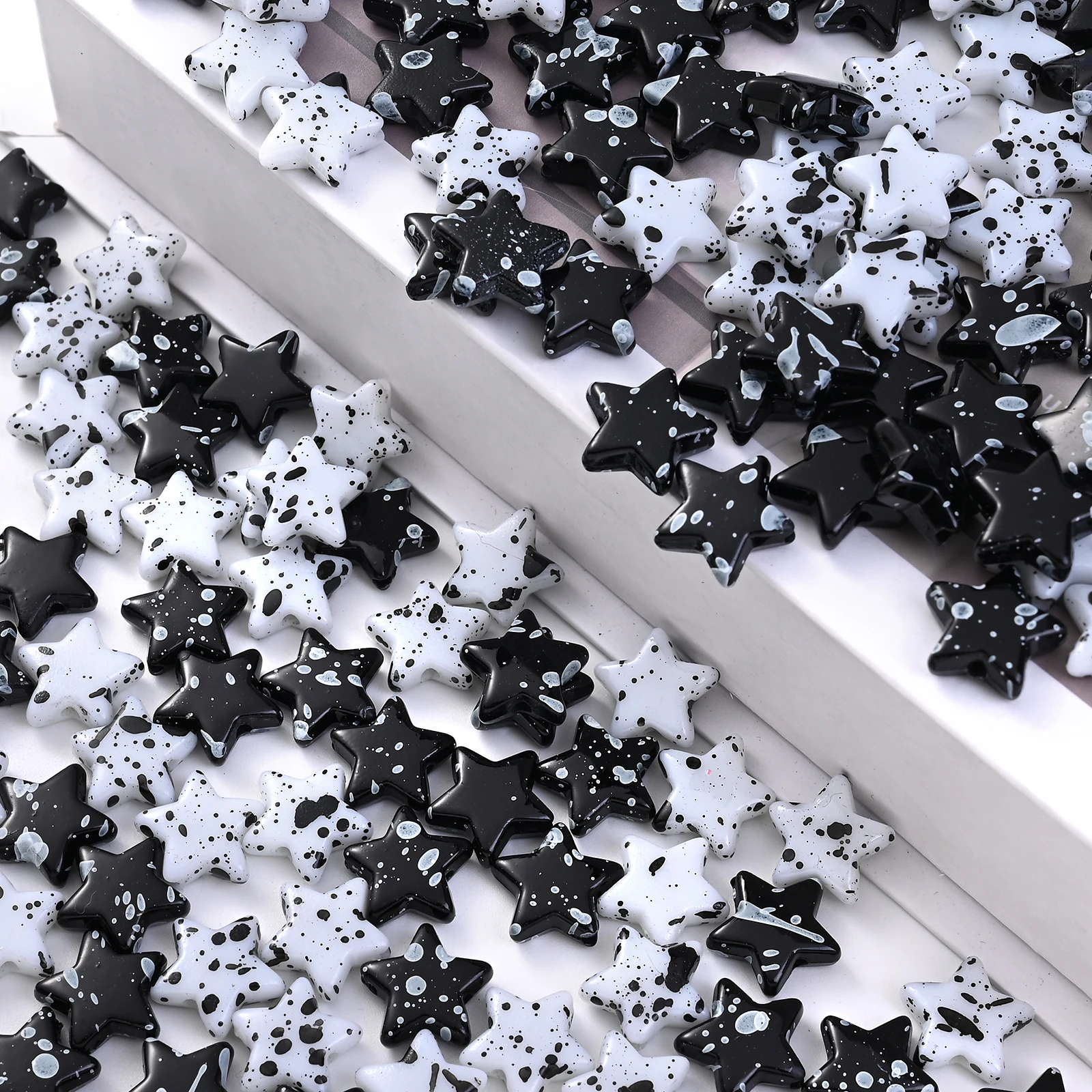 حبات نجمة خماسية المدببة لصنع المجوهرات ، لوحات أكريليك ، حبر نقطي ، إحساس فني ، سوار يدوي الصنع ، 30 من DIY #4