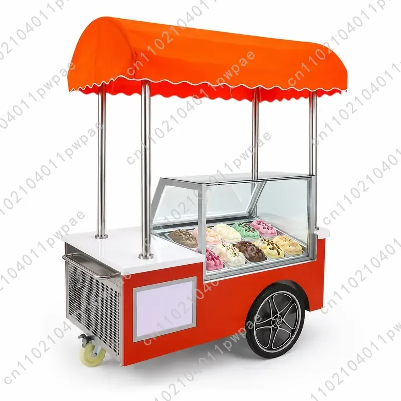 mobile ice cream trucks, covered countertop ice cream display cabinets, shopping mall catering service equipment